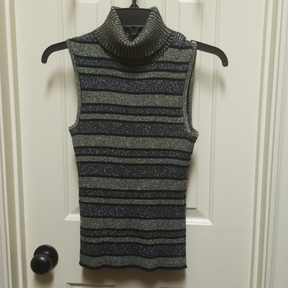 Gold, silver, and Black sleeveless sweater